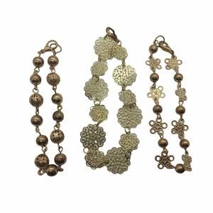 Filagree Bracelet Set of Three Gold Tone Vintage Retro Chic Dainty 90s Vibes